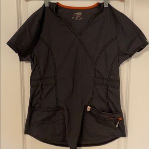 Code happy grey scrub top